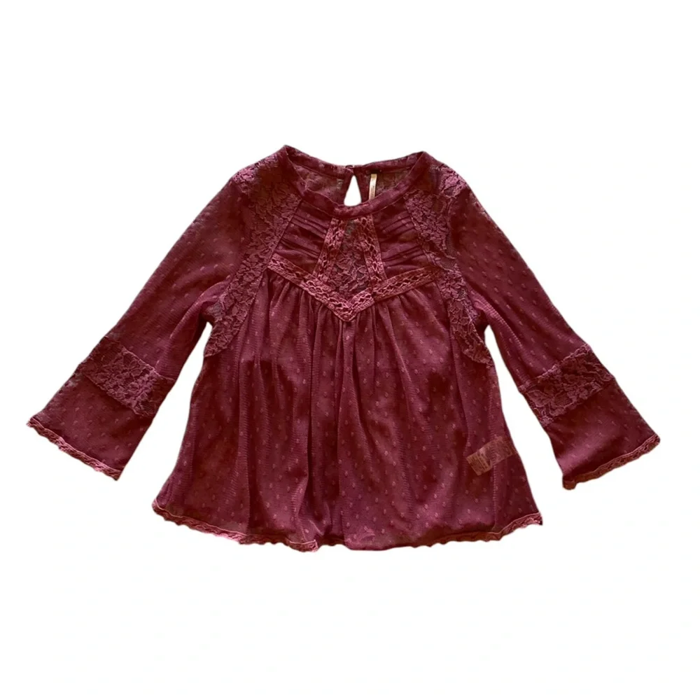 Urban Outfitters Free People Girls Burgundy Shirt Top Size XS Good Condition!